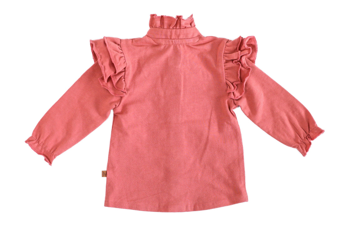 Licht roze ruffel blouse